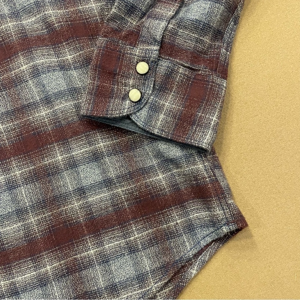 32 Bar Blues 100% Cotton Plaid Pearl Snap Button Down Shirt Size Large - Picture 2 of 13